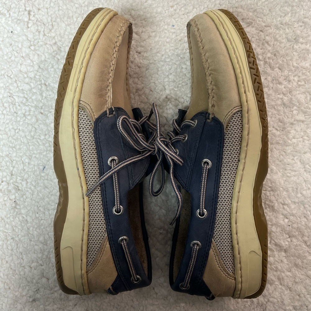 🎉 HP Sperry Top-Sider Tarpon 2 Eye Tan/Beige/Navy Shoes Men's Size 10M - Picture 8 of 10